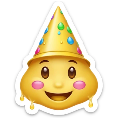 Emoji souriant avec goutte de sueur avec chapeau d"anniversaire  sticker