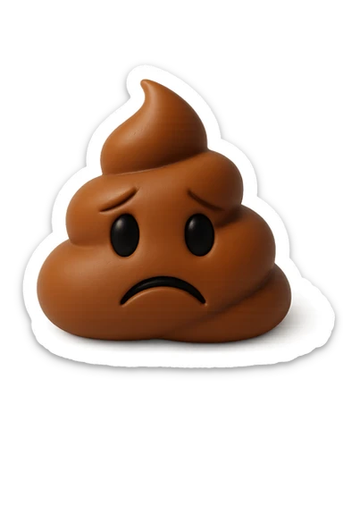 EMOJI STILE IPHONE 3D DI UNA MONTAGNETTA DI FECI A PALLINE CON ESPRESSIONE TRISTE, IPERREALISTICO 4K sticker