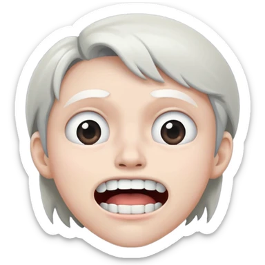 Super idol with a worried face but the front teeth are sticking out and the background is almost pitch black and super idol is a grayish white color sticker