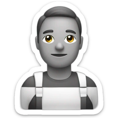 genera un emoji en blanco y negro sobre una persona cansada de trabajar sticker