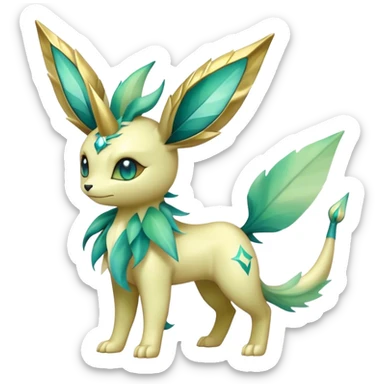 Shiny Cool Sparkly Cute Ethereal Leafeon-Vaporeon-Fakemon-hybrid-fusion- full body sticker