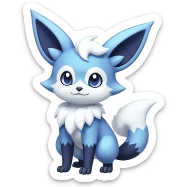 Shiny snowy pastel Noibat-Meowstic-Umbreon-Fakémon-hybrid-creature (full body)  sticker
