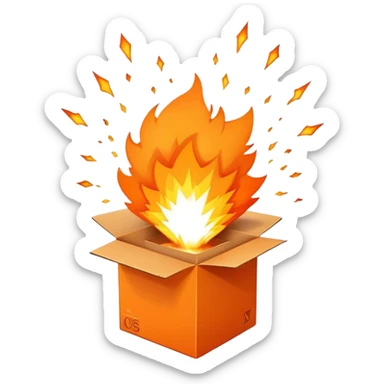 orange box with explosion behind it sticker