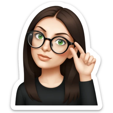 female, black shirt, long black hair sticker