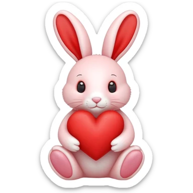 bashful red love heart bunny jellycat sticker