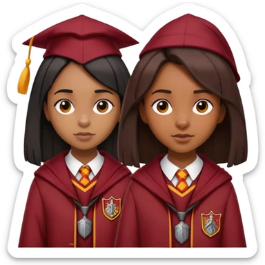 black girl straight hair with gryffindor clothe sticker