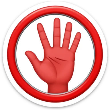 invented traffic sign: red circle with a hand making a circle with fingers, diagonal prohibition line sticker