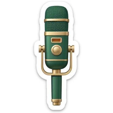 radio microphone, dark green body, light beige details, minimalism sticker