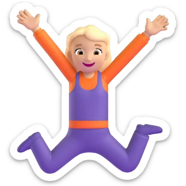 character jumping with excitement, hands up, big smile sticker