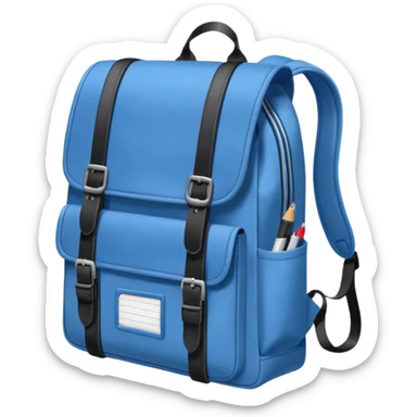 blue school bag and notebook pen sticker