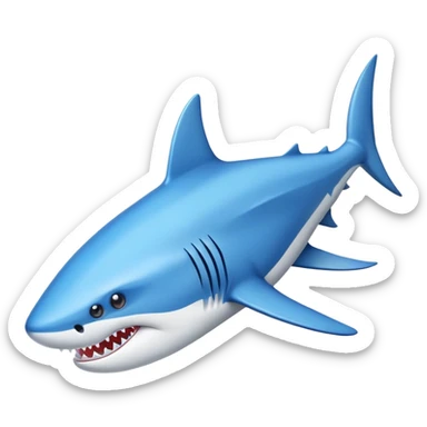 Un tiburón con zapatillas azules  sticker