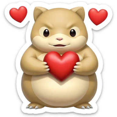 Snorlax holding a heart sticker