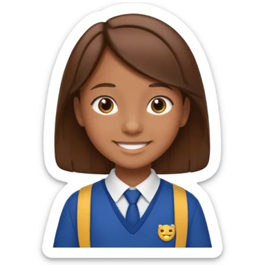 Primary school child with brown hair in a school uniform sticker