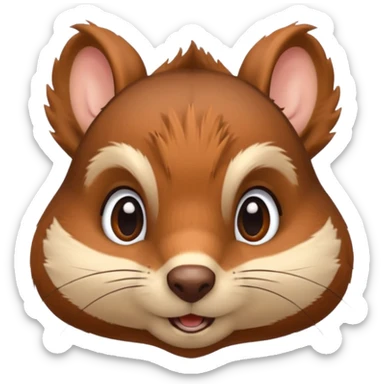 cartoon squirrel head with fluffy cheeks sticker
