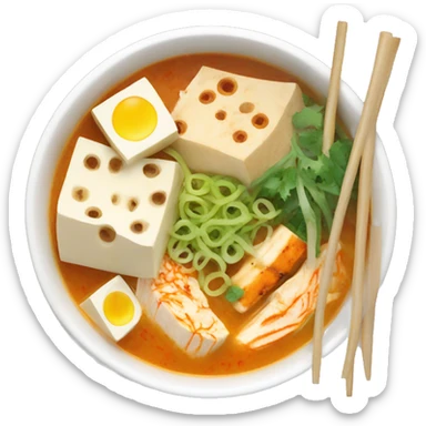 A bowl of laksa soup with tofu   sticker
