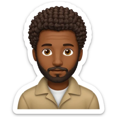 Dark brown skin man with a light beard and a curly   fade haircut with dark brown eyes sticker