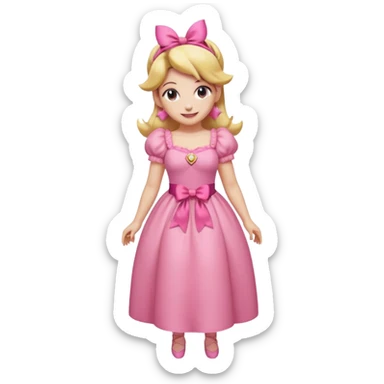 Princess peach full body with a pink ribbon tied to her hair sticker