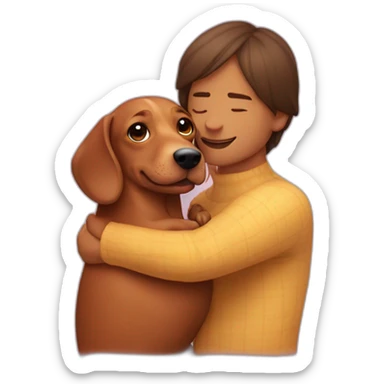 wiener dog hugging human sticker