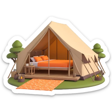 deluxe safari glamping tent with luxury furnishings sticker