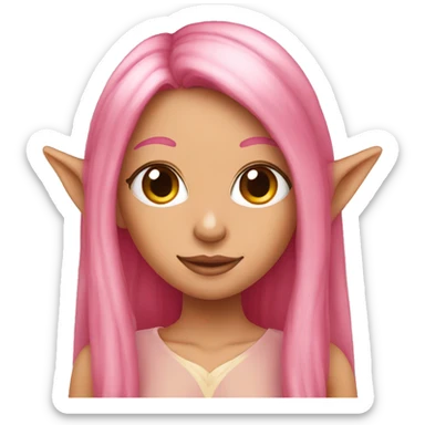 tan skinned elf girl with long pink hair sticker