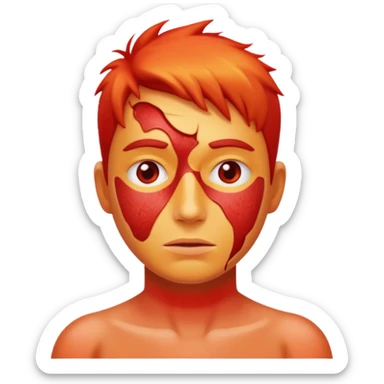 bad sunburn face sticker
