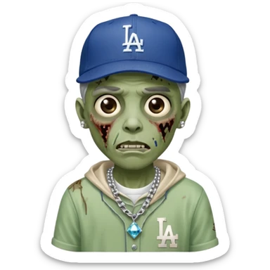 Zombie con gorra de los Dodgers y cadena con diamantes  sticker
