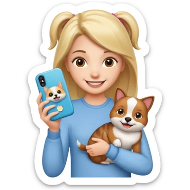 girl holding an iphone case with pets sticker