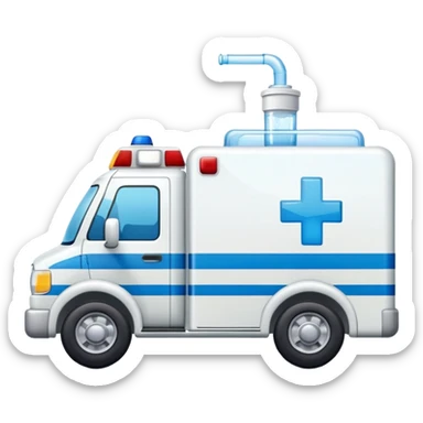 A cartoon ambulance which drinks a glas water  sticker