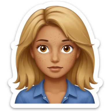 pretty woman with tan skin and dirty blonde hair and hazel eyes and freckles sticker