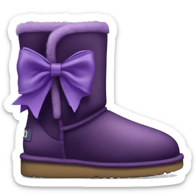 Dark Purple ugg boots with fur and purple silver buckle and light purple bow sticker