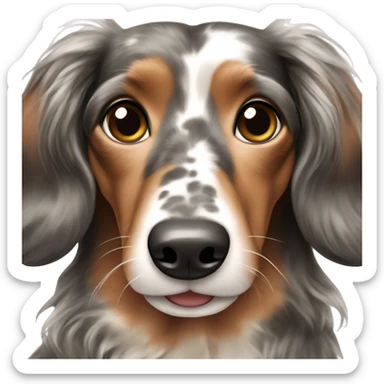 Black,brown, gray Merle long haired Dachshund sticker