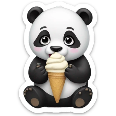 Panda eating ice cream sticker