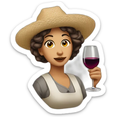 Mujer artista pintora tomando vino sticker