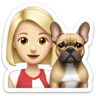 Blonde girl with French bulldog sticker
