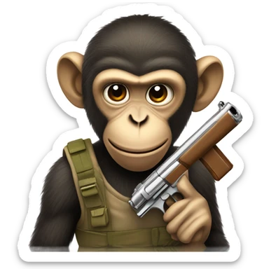 a monkey with gun  sticker