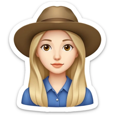 "- Nữ
- 25 tuổi
- Da trắng
- Tóc dài
- Mặt bình thường
- Đội mũ" sticker