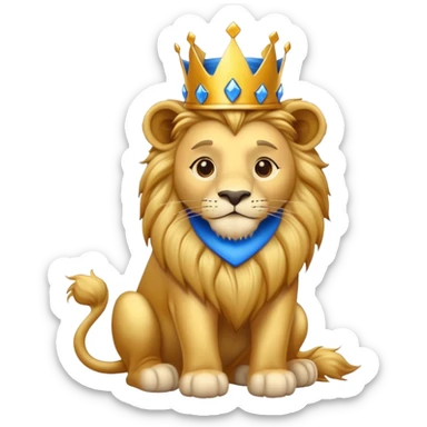 A brave lion with a golden crown with blue hearts in NYC sticker