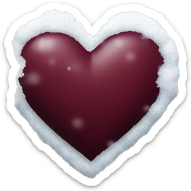Bordeaux red heart with snow on it sticker