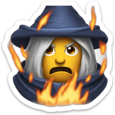 wizards face angry with fire eyes sticker