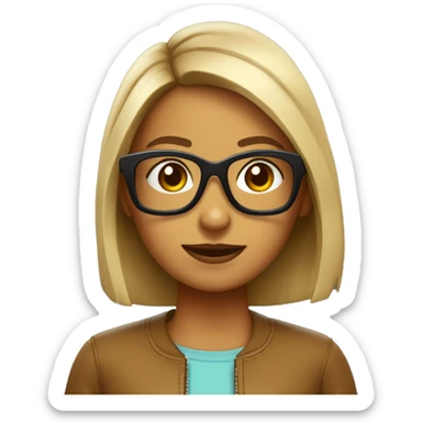 Chica castaña pelo corto y con gafas negras sticker