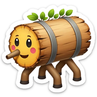 log with tiny legs walking sticker