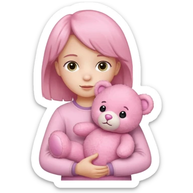 a child with pink bear sticker