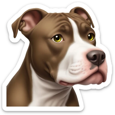 Schokobrauner pitbull mit vertikalem weißen Strich von Nase bis Stirn mit einer blonden kurzhaarigen Frau grünen Augen   sticker