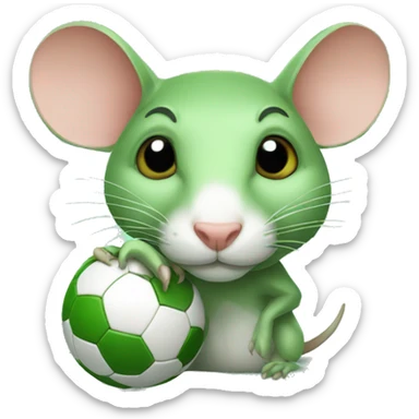 head of green rat with soccer ball sticker