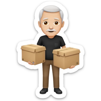 box carrier old man with black shirt sticker