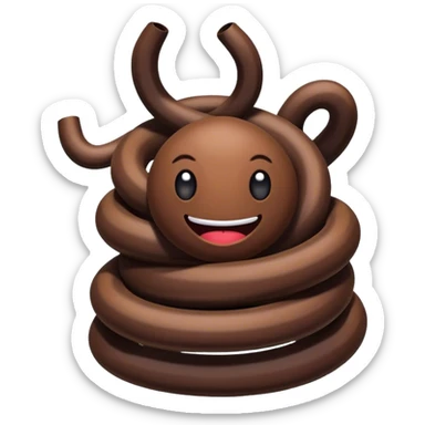 a coiled licorice creature with a cheeky expression sticker