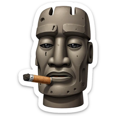a moai face, smoking a big blunt sticker