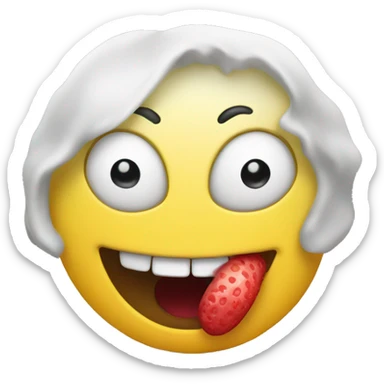 Smiley face licking a chery sticker