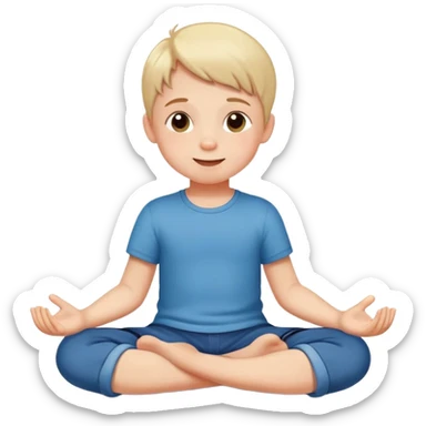 child sitting cross-legged on the floor, cheerful and calm sticker