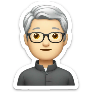 Chinese grey hair wear glasses held Taiwan flagup sticker